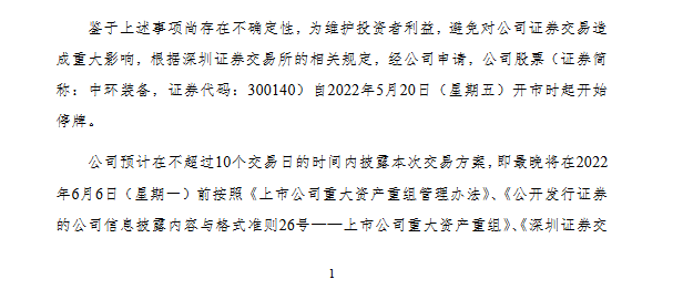 2.png 中环装备:正筹划重大资产重组事项 20日起停牌(图2)