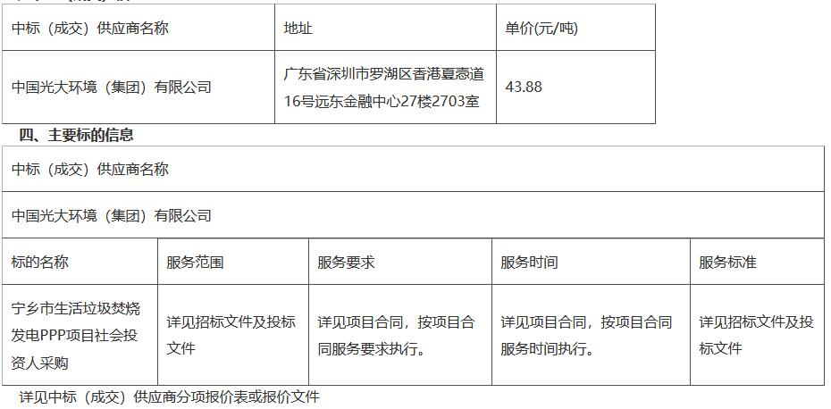 宁乡市生活垃圾焚烧发电PPP项目社会投资人采购项目中标（成交）结果公告(图1)